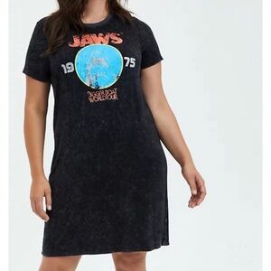 torrid Black JAWS Graphic T-Shirt Dress with Blue & Red Logo